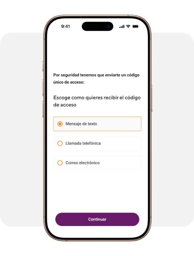 Envío de código de acceso